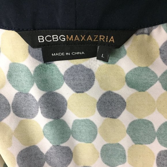BCBGMAXAZRIA Multi Color Dots Style Print Belted Short Sleeve Wrap Shirt Top - Picture 2 of 9
